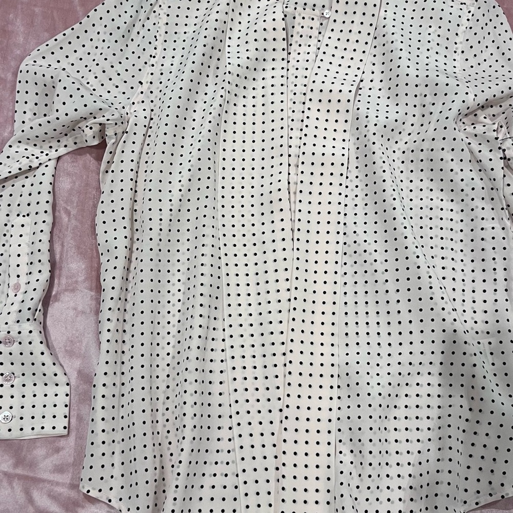 Equipment Cream Blouse with Black Polka Dots